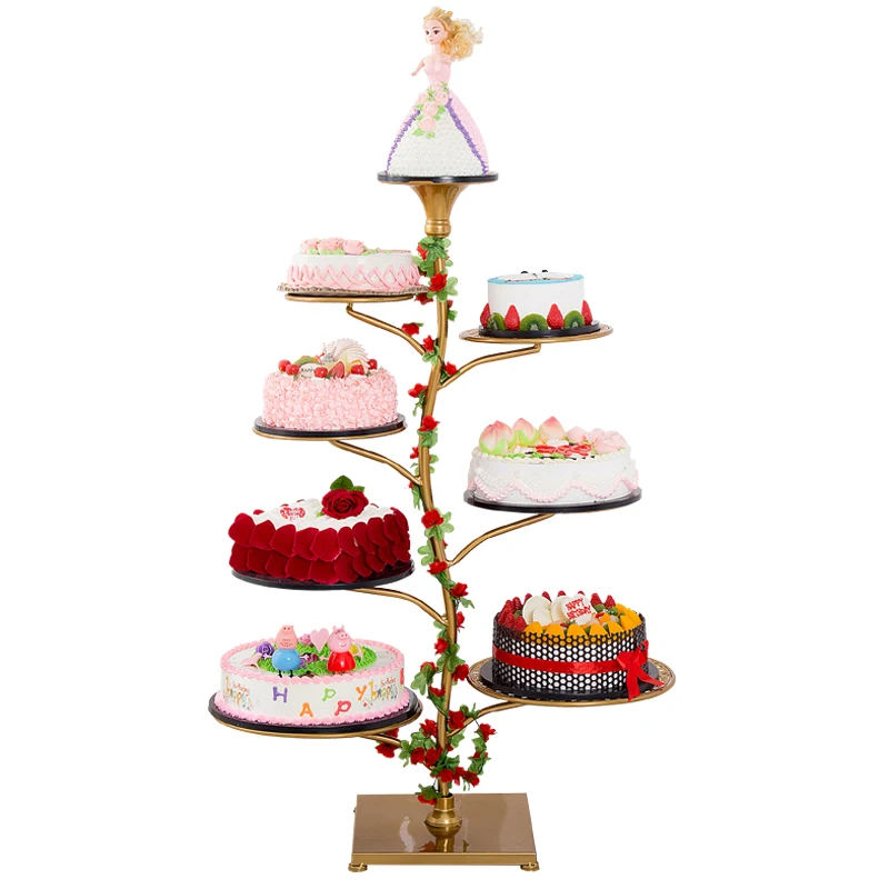 

Новая многослойная полка для торта из кованого железа в европейском стиле в форме дерева 6, 8, 10, 12 слоев, дисплей для дня рождения, свадьбы