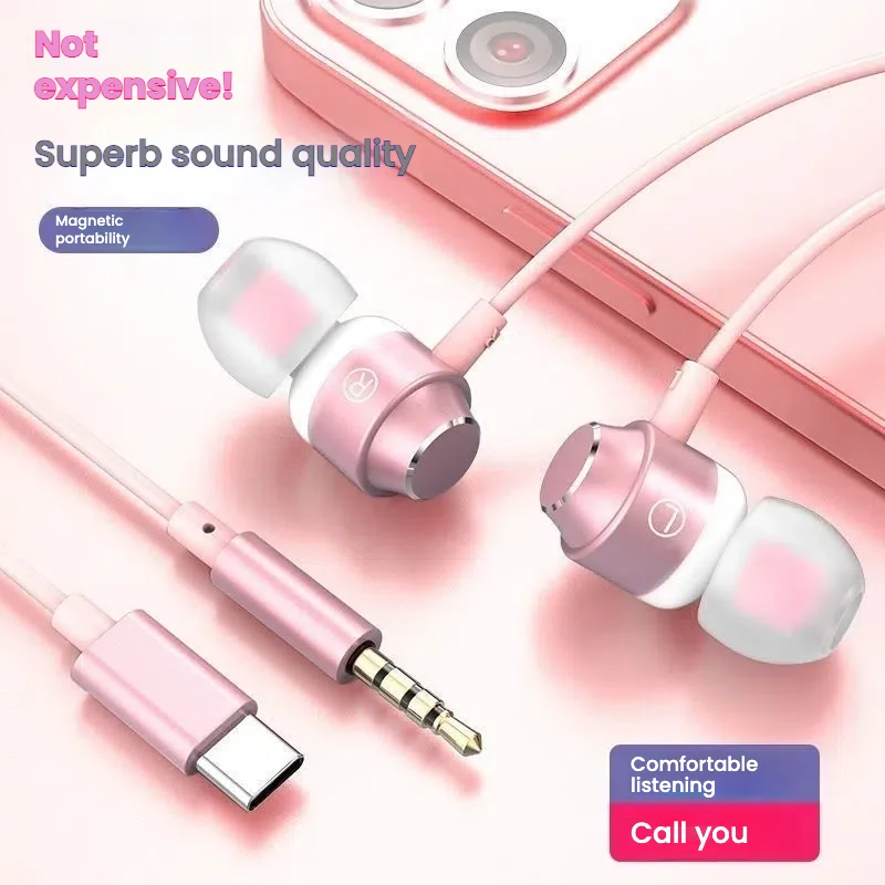 Los chips digitales de 1,2 M son completamente compatibles con tabletas y teléfonos móviles Tipo C Plug IOS Android Pro 14 15 16 Premium Wired Earbu
