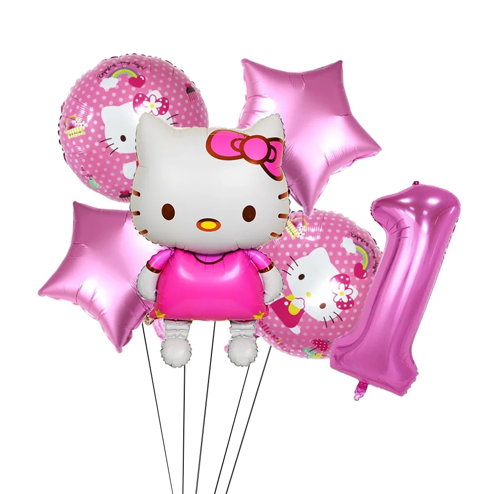 Hello Kitty Party Balloon Happy Birthday Party Decor Pink Kitty Aluminum Foil Balloons Girls Favors Baby Shower Gift Supplies