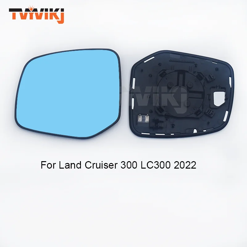 1 pair Side rearview mirror blue glass lens For Toyota Land Cruiser 300 LC300 2022 Wide angle view anti glare car mirrors