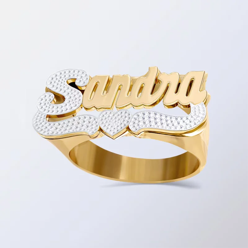 DHQH New Wholesale Customized Name Pure Silver Ring Personalized Letter Pure Silver Heart Ring Customized Commemorative Gift