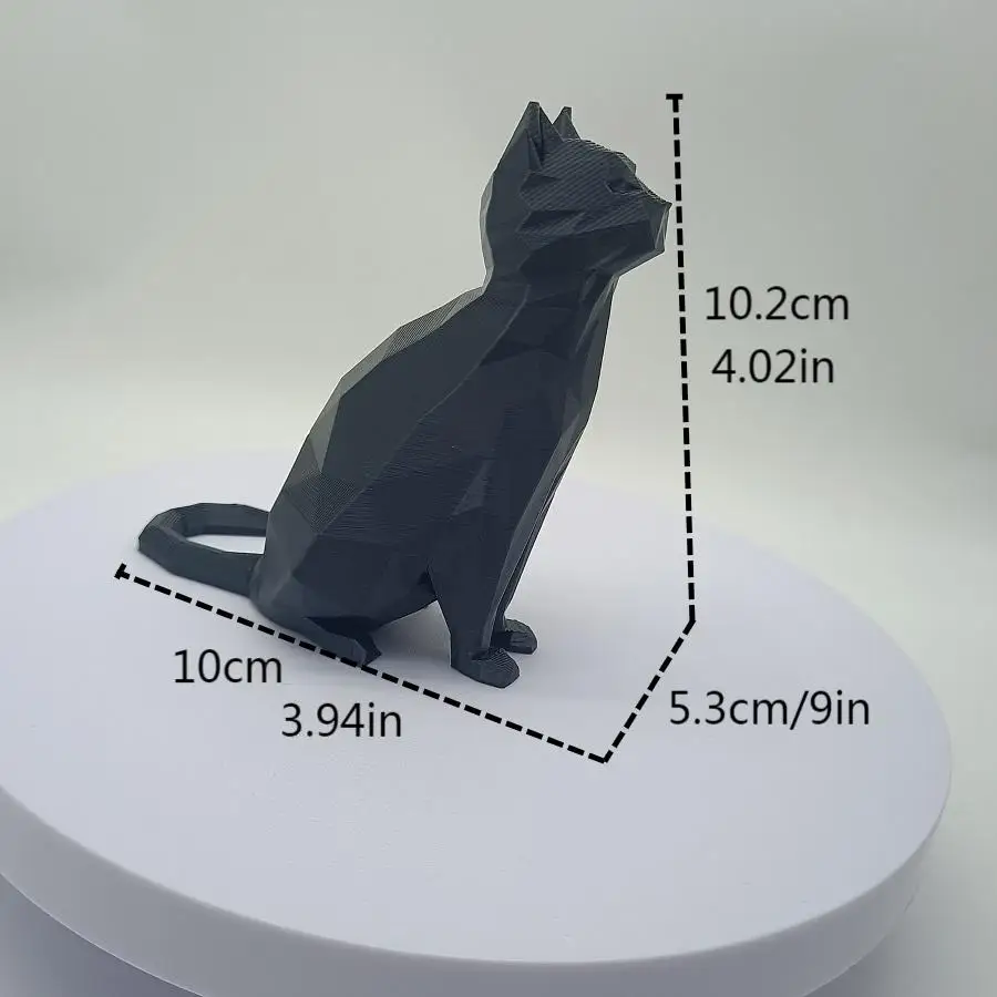3D 인쇄 고양이 장식품, 기하학적 마름모꼴 고양이 모델, 거실, 연구 및 사무실 장식, 축제 장식 선물