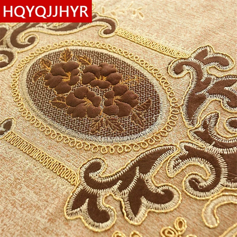 European and American Luxury Villa Embroidered Blackout Curtains, Living Room Windows, Elegant Bedroom, Brown