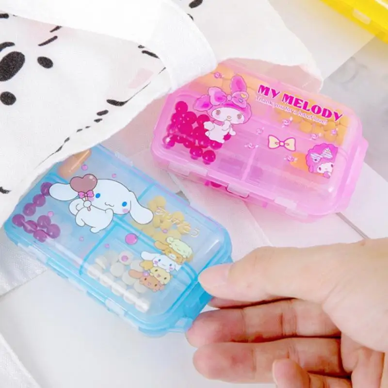 

1 Piece Sanrio Cartoon Kuromi Medicine Box Pill Storage Box Anime Peripherals Jewelry Box Mini Portable Seal Gift For Girls