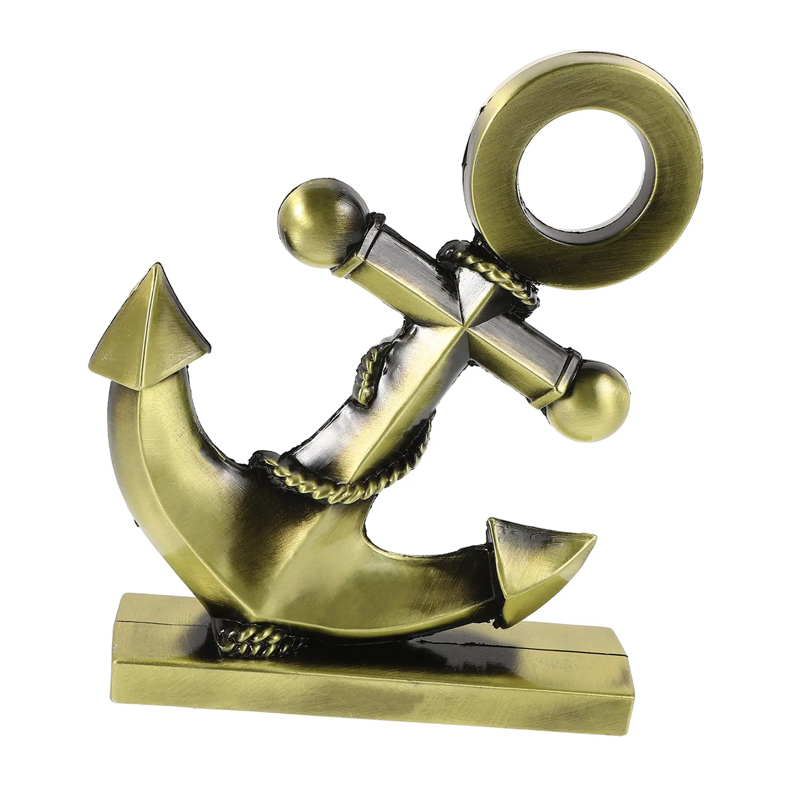 Alloy Mediterranean Anchor Statue Vintage Nautical Decor for Dining Room Study Office Bedroom Beach Theme Home Tabletop Ornament