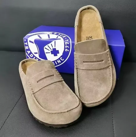 Retro Neapolitan stijl suède schoenen voor heren en dames, veelzijdige casual instappers, platte, ademende schoenen met zachte zool, voor dagelijks gebruik.