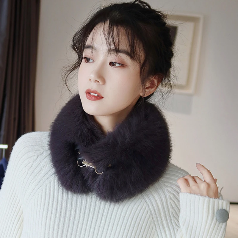 Women Faux Fox Fur Collar Shawl Furry Fur Collar For Winter Coat Hood Decor Fake Scarf Parkas Coat Collar Scarves