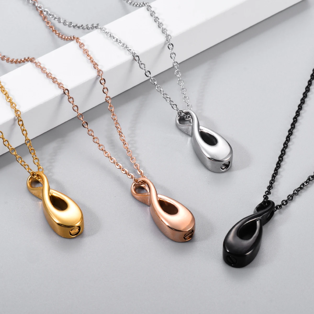 Men Women Infinity Cremation Jewelry For Ashes Pendant Stainless Steel Eternity Love Keepsake Memorial Urn Necklace Dropship