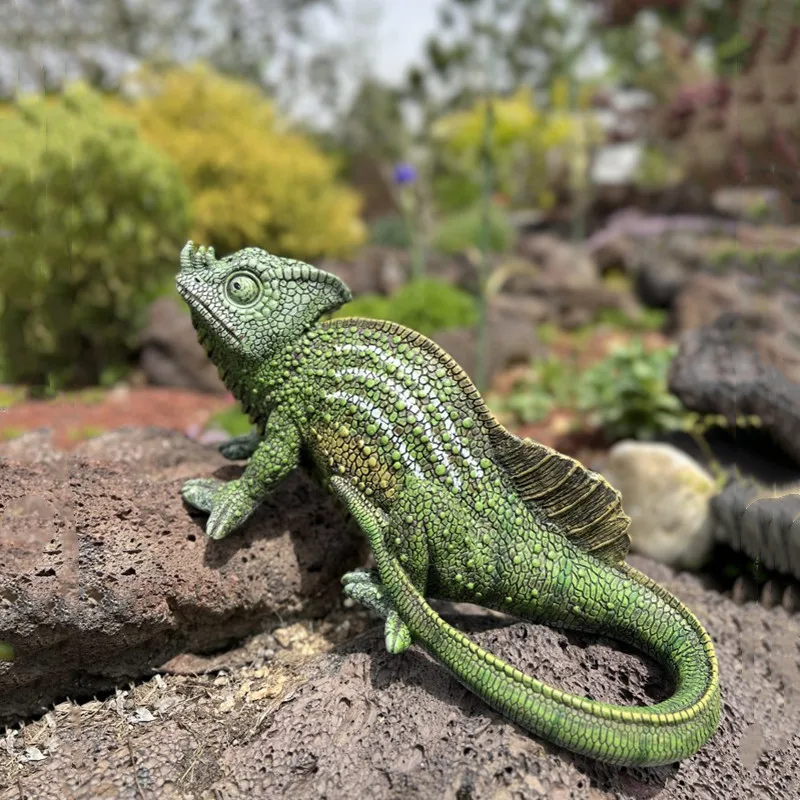 Resin Handicraft Artificial Animal Sculpture Chameleon Lizard Garden Patio Decoration Accessories Decorative Figurines