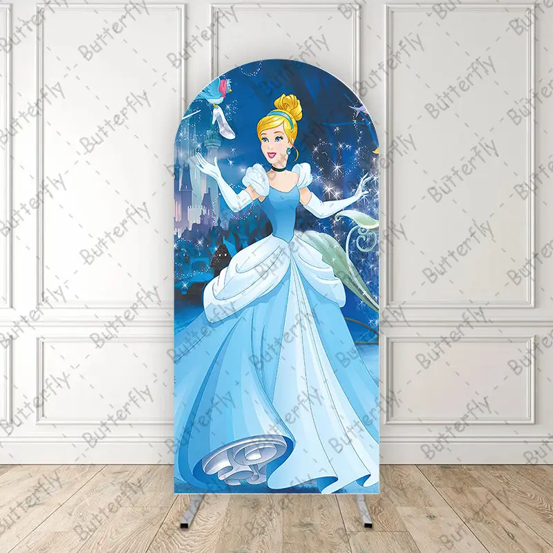 Dreamy Castle Crystal Slipper Princess Cinderella Custom Disney Arch Backdrop  Cover Girls Birthday Party Background Decoration