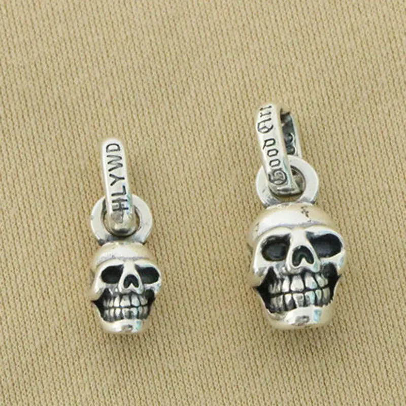 

Personalized European and American motorcycle punk domineering skull head dark 925 sterling silver Gothic trendy brand men's fas