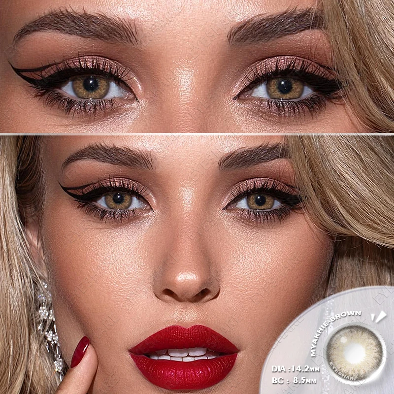 EYESHARE 1 Paar farbige Kontaktlinsen, neue farbige Kontaktlinsen für Augen, braune Kontaktlinsen, Jahresgebrauch, Schönheits-Make-up für Augen