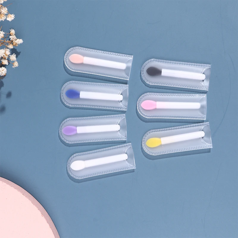 Bálsamos de silicona para labios, 10 piezas, brocha para máscara de labios con embalaje de EVA, polvo, lápiz labial, brochas de maquillaje cosméticas