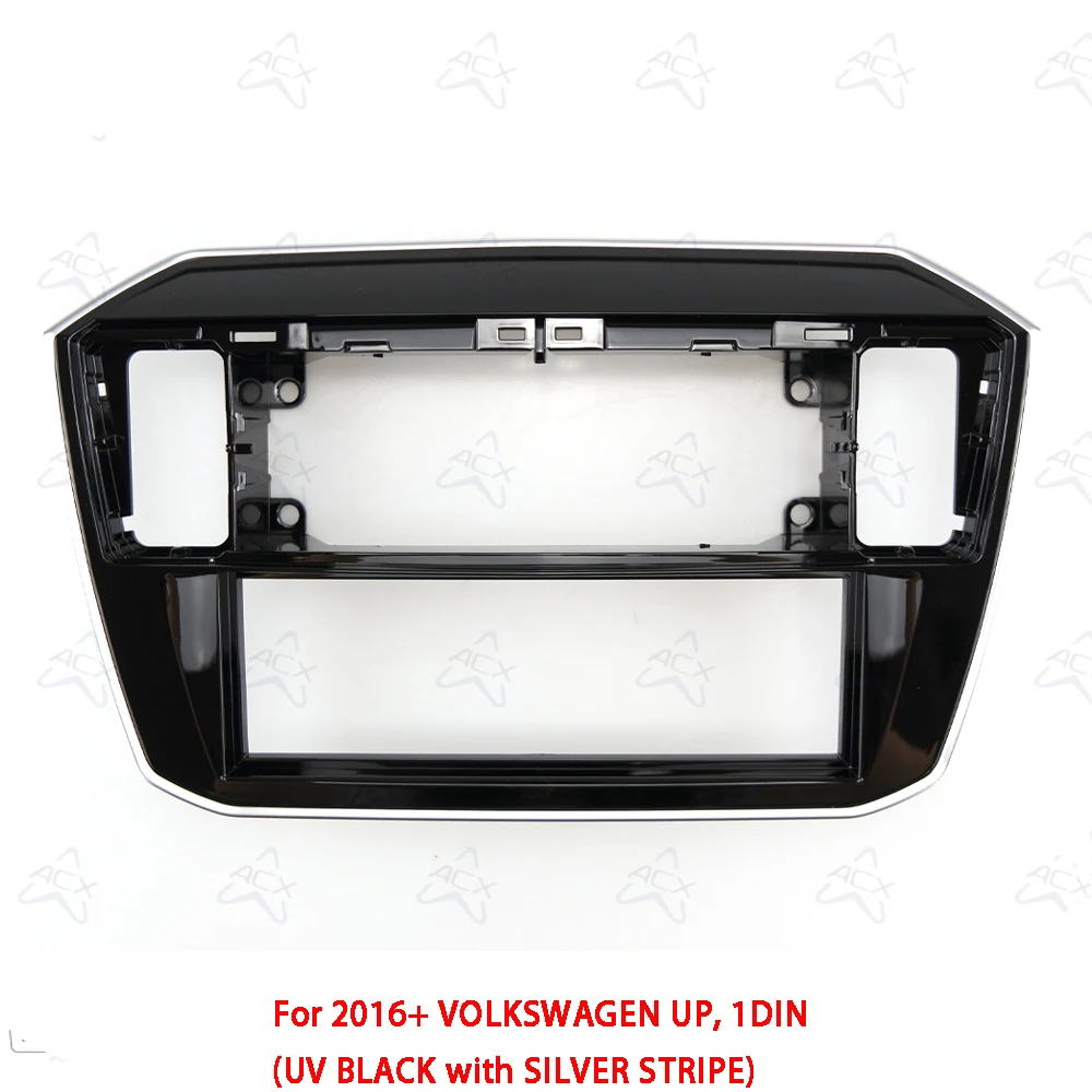 Single Din Car Radio Facias For 2016+ VW VOLKSWAGEN UP, 1DIN (UV BLACK with SILVER STRIPE) Stereo Frame Panel