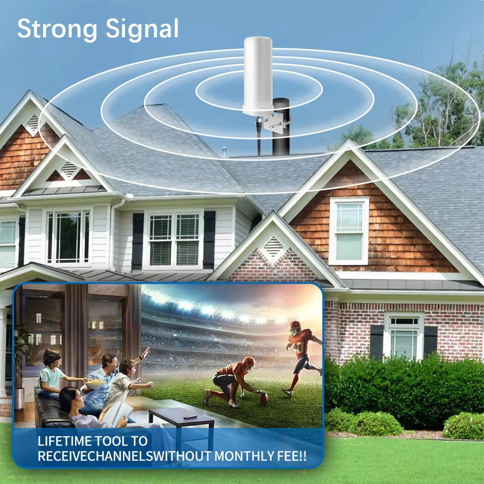 600 Miles Outdoor Digital TV Antenna ABS HDTV Digital Antenna Wear Resist Signal Amplified TV Antenna for Roof Utility Pole RV