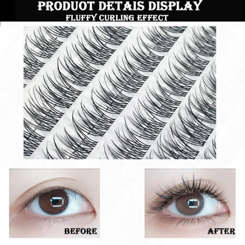 1/boîte 120 paquets vison faux cils naturel 3D russe queue de poisson cils individuels Extension de cils grappe outil de maquillage en gros