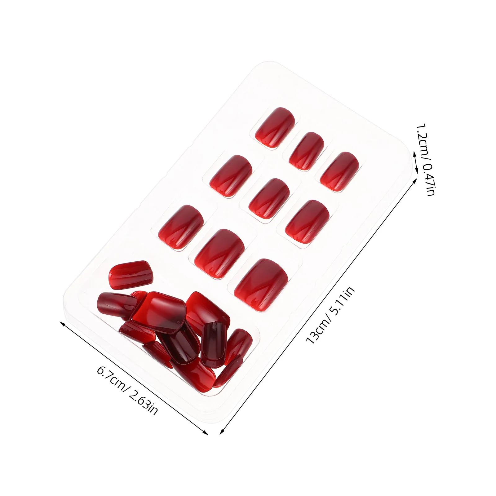 2Pcs Short Burgundy Nails Press on Detachable Wearable Nail Pieces Quick Salon Manicure for Women Classic Red Nail Tools view 4