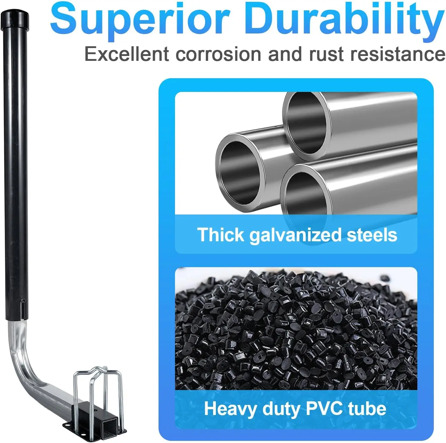 

Boat Trailer Guides 40”/48” Height Adjustable, Rustproof Galvanized Steel Boat Trailer Guides Poles Kits with PVC Pipes