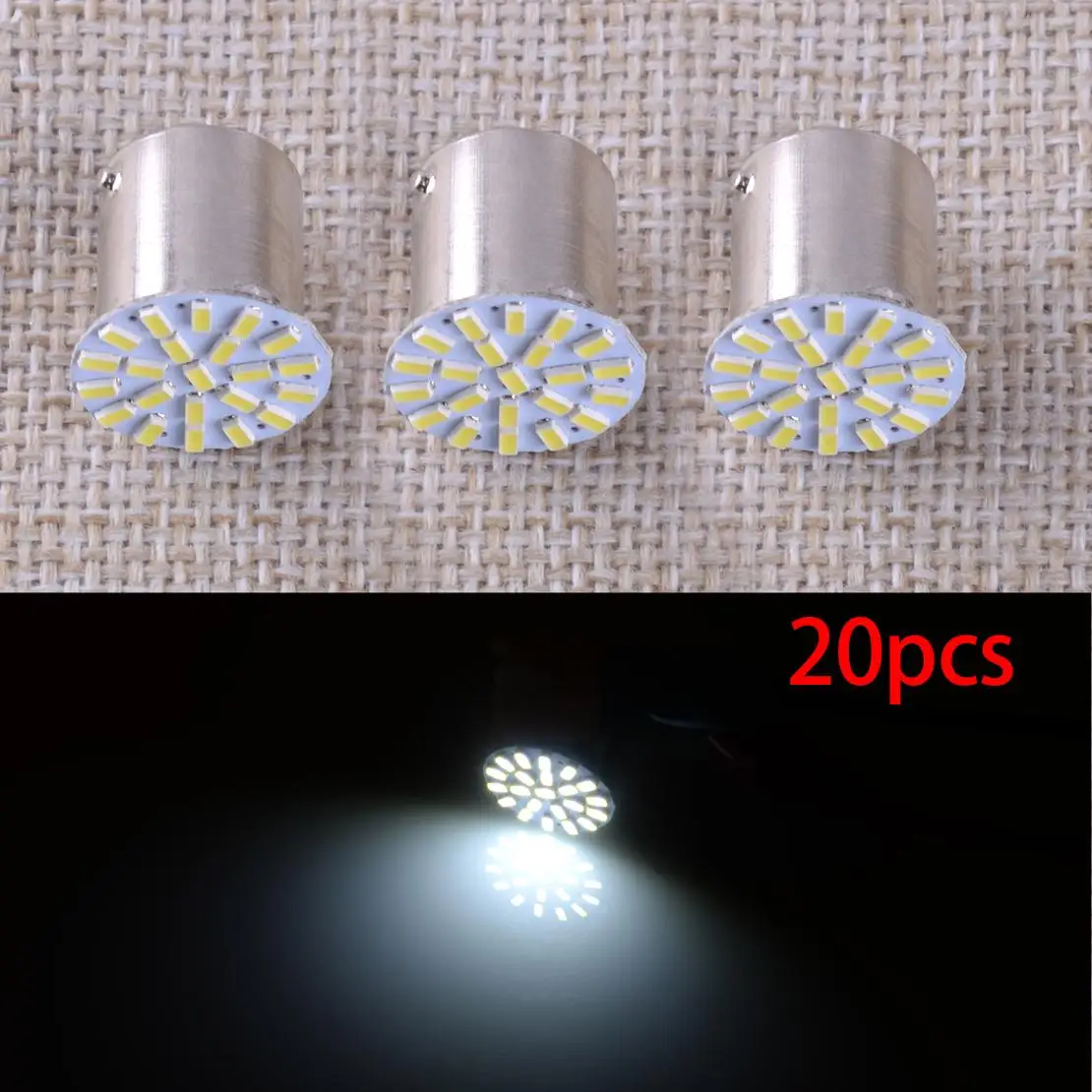 

20 шт. светодиодных ламп 1156 BA15S P21W 22SMD для задних фонарей, указателей поворота и фонарей заднего хода для автомобилей, фургонов, прицепов, грузовиков, мотоциклов, скутеров, автодомов, внедорожников
