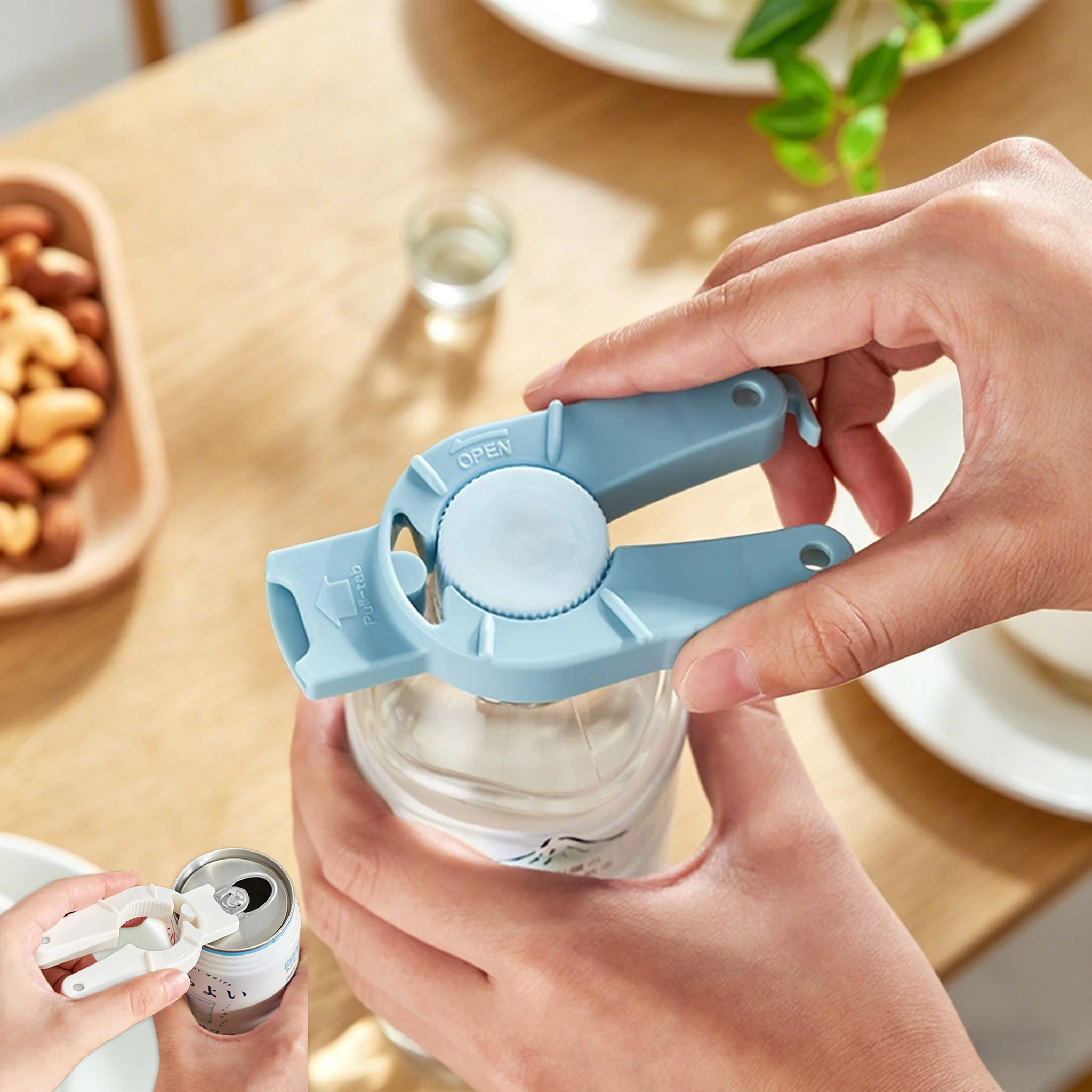 Multifunctional Bottle Opener Plastic Can Opener Water Bottle Gripper Jar Lid Remover Pull Tab Soup for Weak Hand Senior Elderly