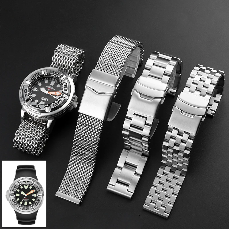 High quality Watchband 22mm For Citizen BJ8050-08E Stainless Steel Lug Connection Head Modified Small/Little Monster Wrist Strap