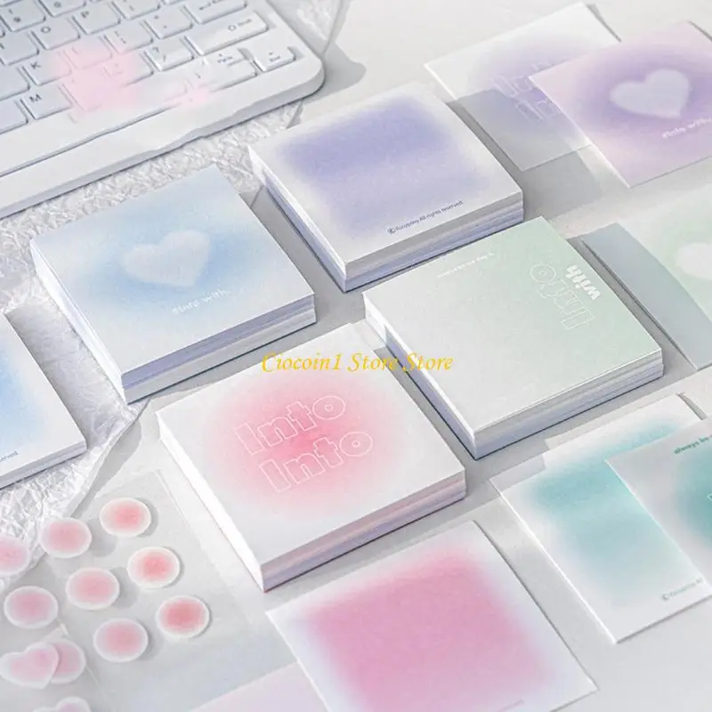 Adhesive Memos Pad Lovely Sticky Note Simple Note Pads Dreamy Gradient Colored Writing Pad School Office Accessories