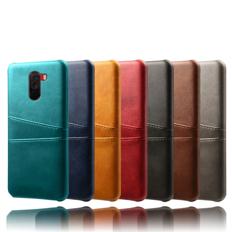 Luxury Pu Leather Back Cover for Xiaomi Pocophone F1, Business Case for Xiaomi Poco F1, Wallet Card Slots, Phone Case