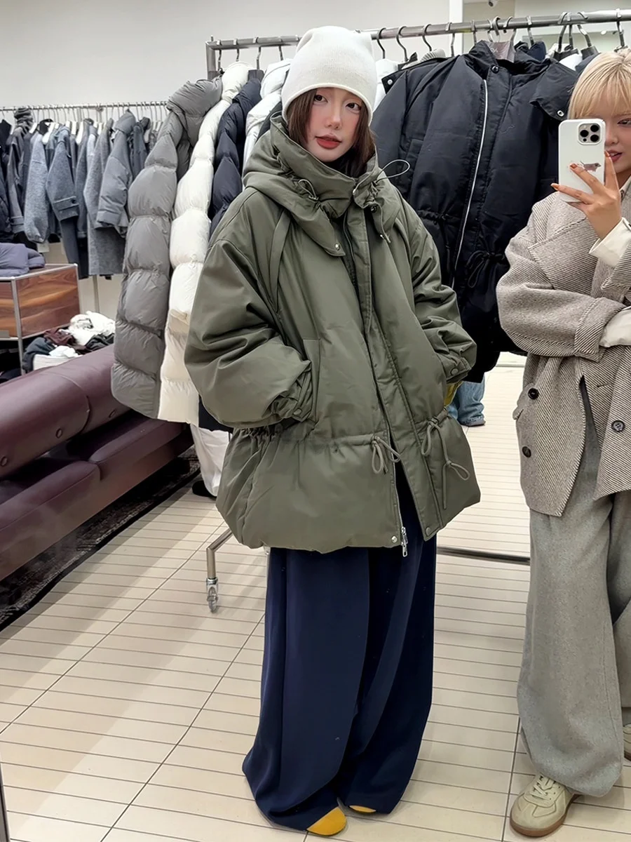 

een Workwear Sle down Jaet Women's Winter New Mid-Length Design Warm Cold Resistant Dstring Coat Commute Sle White...