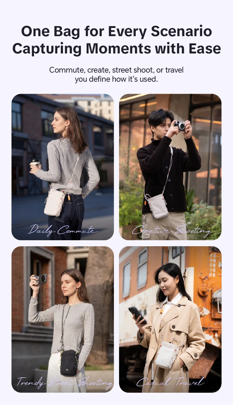 PGYTECH OneGo Casual Umhängetasche Leichte Kameratasche mit Kordelzug Handtasche für iPhone 12-17 – Detail 3