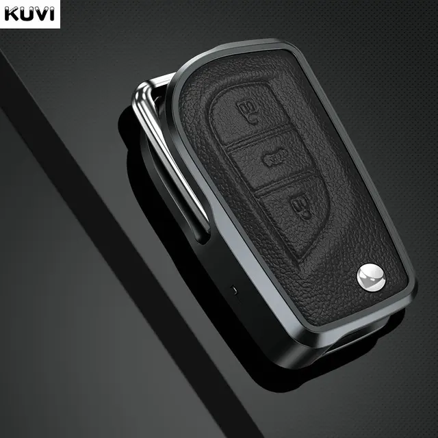 Skórzane etui na klucz składany samochodowe Toyota Hilux Corolla Avensis Prado Fortuner RAV4 CHR Shell Fob akcesoria