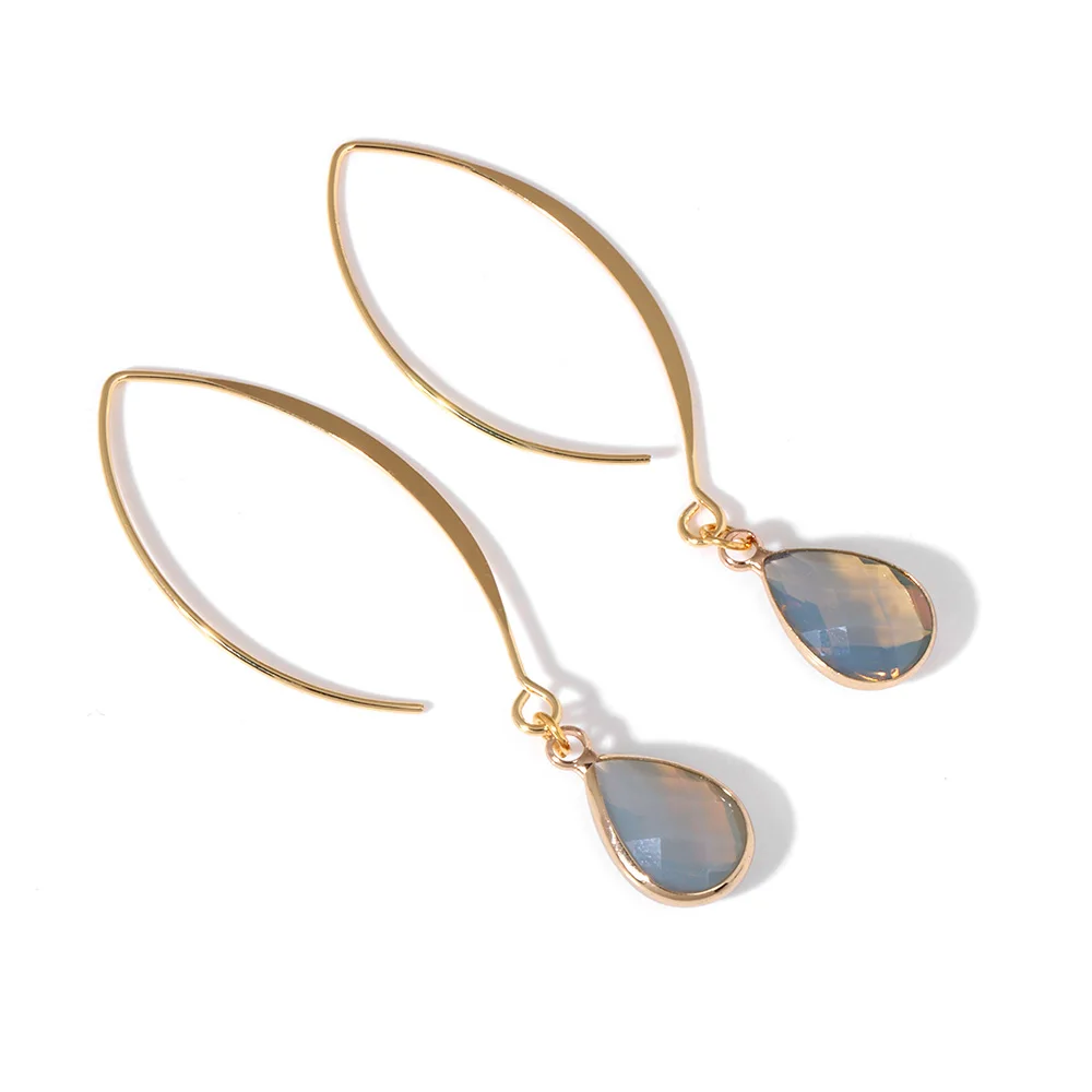 2024 NEW Natural Stone Water Drop Earring Natural Amethysts Turquois Opal Dangle Earring Eardrop Jewelry Gift For Women Girls