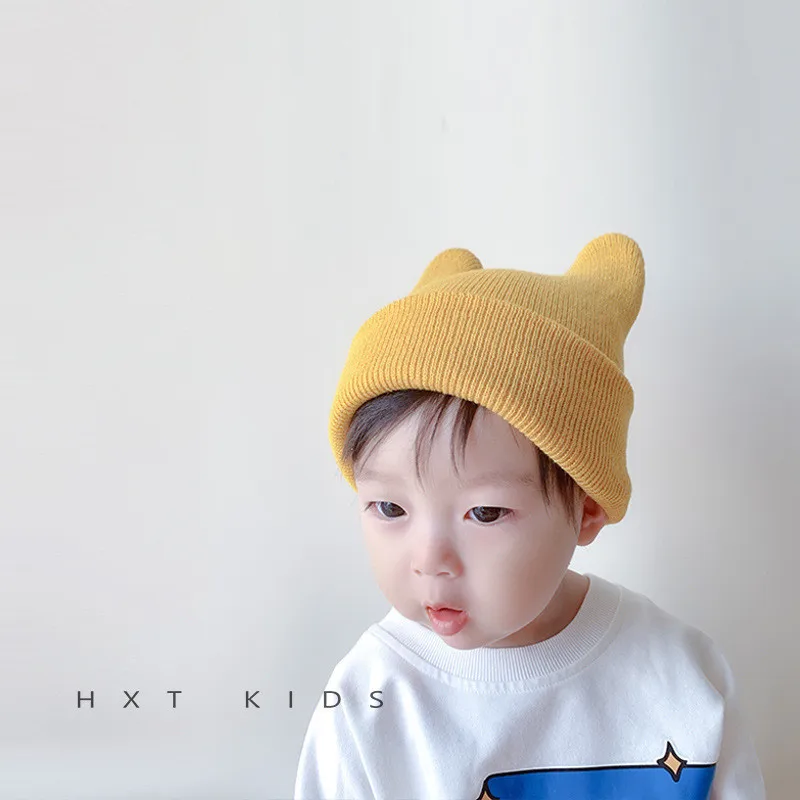 Solid Color Wool Knitted Bonnet Bebe Newborn Baby Hat Pompom Cute Winter Hat For Kids Boys Girls Children Warm Beanie Cap 0-3Y