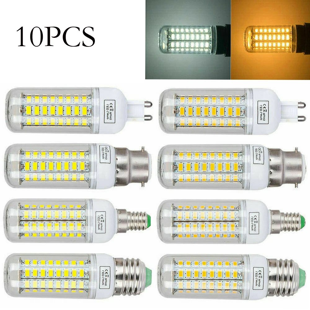 10X Led Corn Light Bulbs 5730 Smd 260V 220V 240V Led Bulb For Home B22 E14 Gu10 E12 9W G9 E27 Warm White Decorative Lamp Bedroom