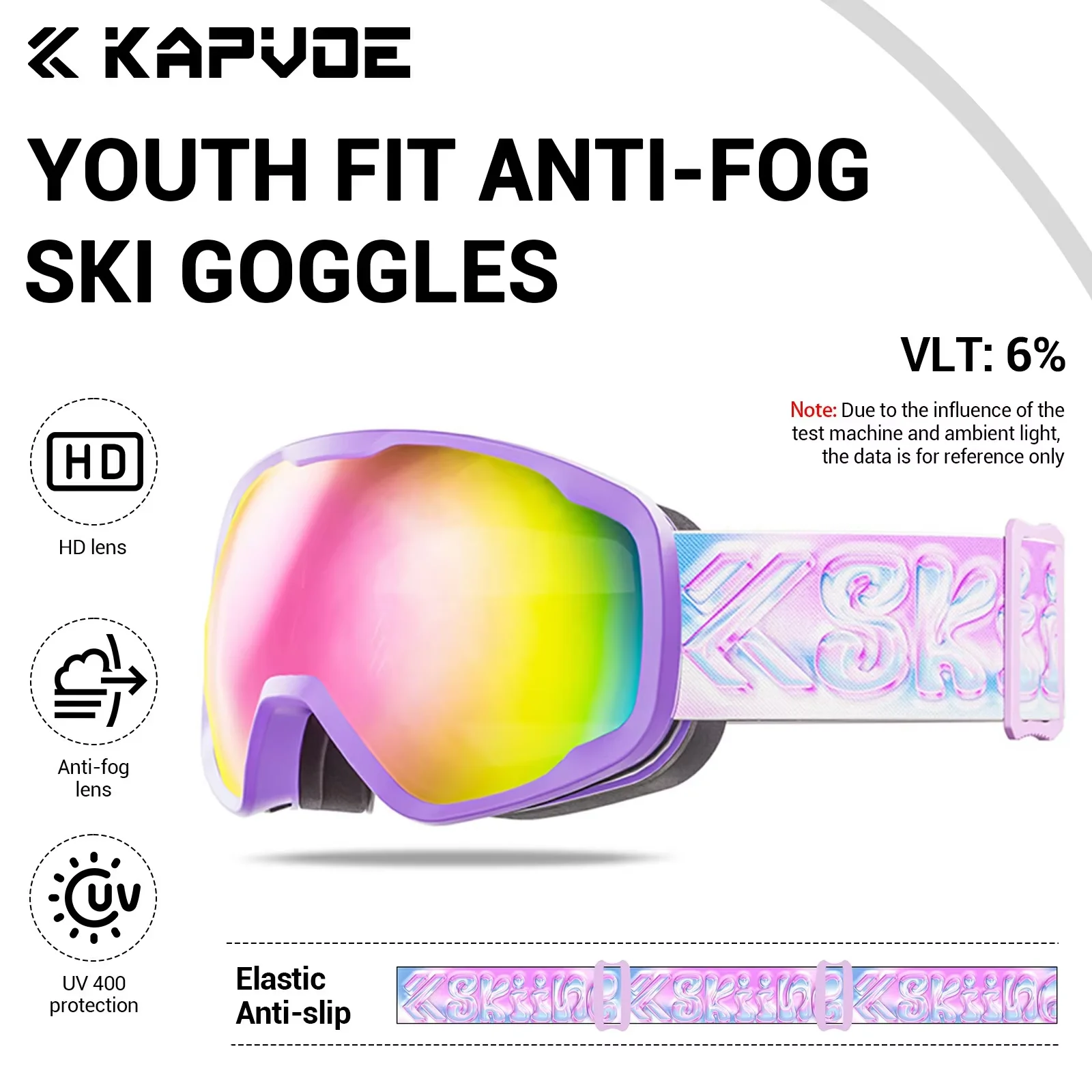 Kapvoe UV400 Anti-fog Kids Skiing Child Snowboard Goggle Mask Glasses Kids Snow Goggles Ski Professional Double Skating Eyewear