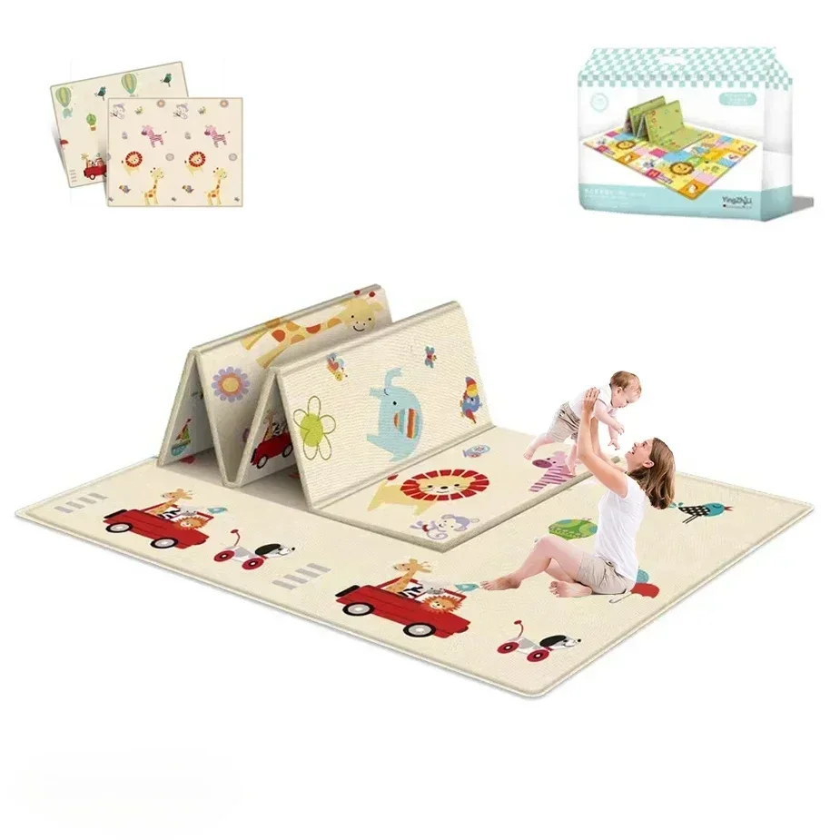 Double-Sided Cartoon Activities Mat for Baby Outdoor Camping Mat Foldable Play Mat Waterproof Carpet Easy To Carry