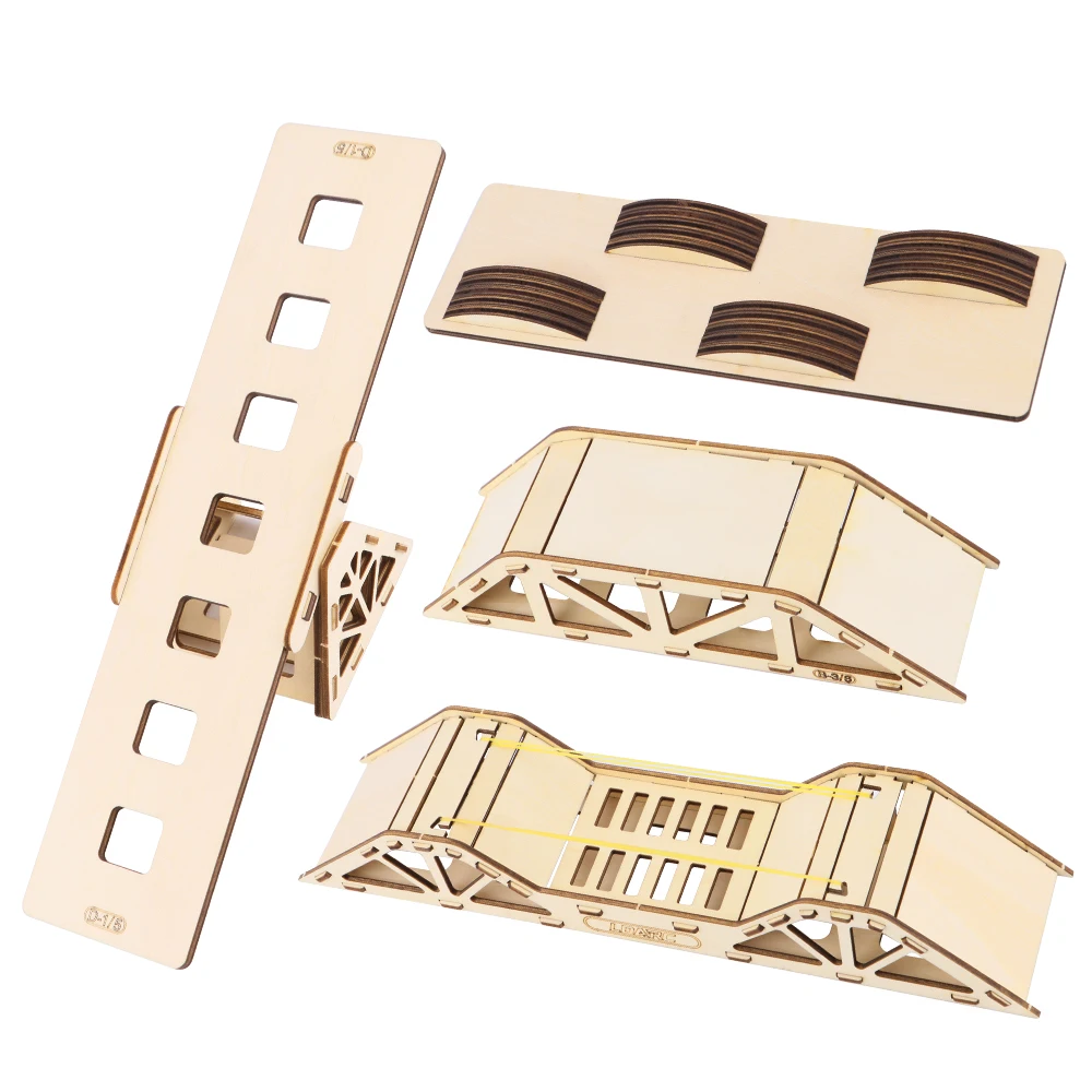 

RC Wooden Bridge Obstacle Set, DIY Steep Slope Simulation Course for 1/43 Scale RC Crawler Car Accessories