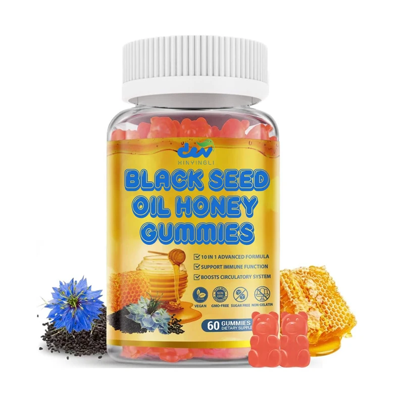 

Black Seed Oil and Honey Gummies - Black Seed Oil 500mg Contains Turmeric Extract, Vitamins C and B6- Supports Immunity