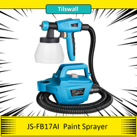 Tilswall JS-FB17AI  800W Paint Sprayer, Max 1100ml/min Spray Speed, 1300ml Detachable Tank, 3 Nozzles Sizes 1.0/1.8/2.0mm , Blue