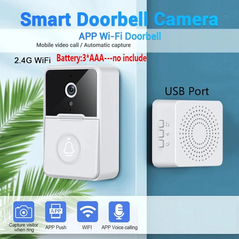 X3 bel pintu tanpa kabel, Wifi kamera Hd luar ruangan keamanan dengan bel penglihatan malam interkom Video perubahan suara untuk Monitor rumah melalui telepon