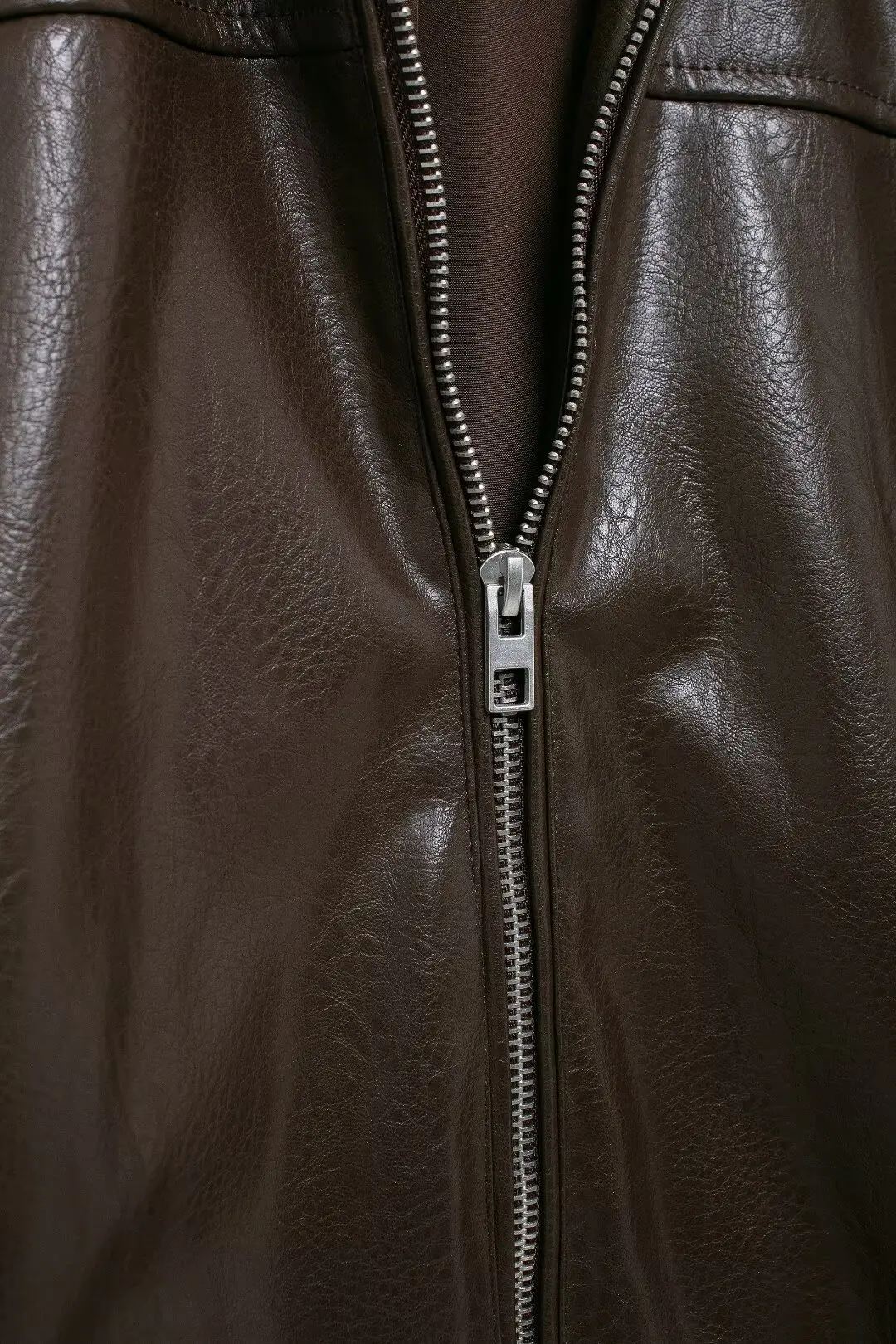 Jaqueta bomber de couro PU vintage feminina, streetwear grande, casual, solta, zíper, roupa Y2K