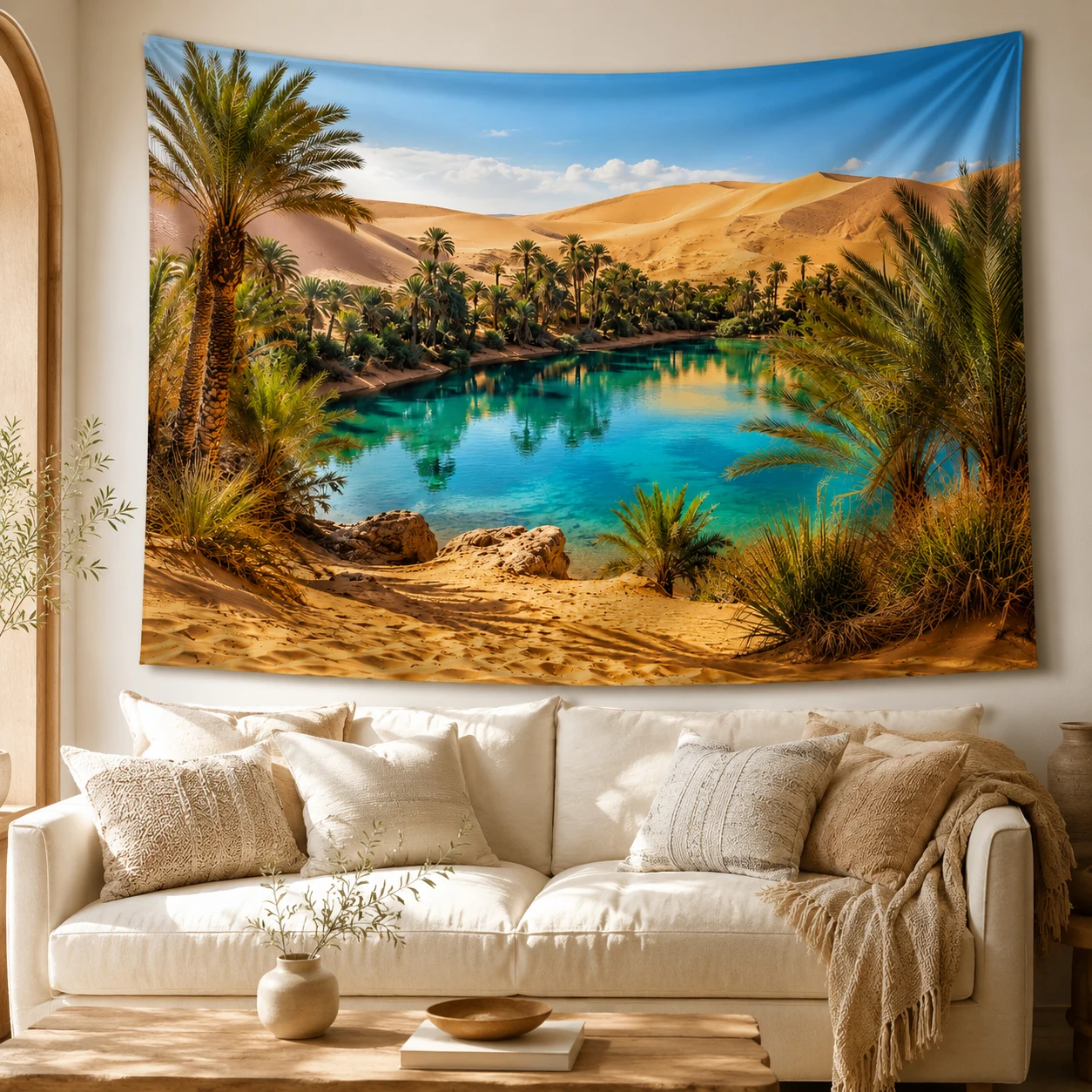 Beautiful Desert Scenery Tapestry Wall Hanging Large Oasis Nature Landscape Tapestries Aesthetic Room Decor for Bedroom