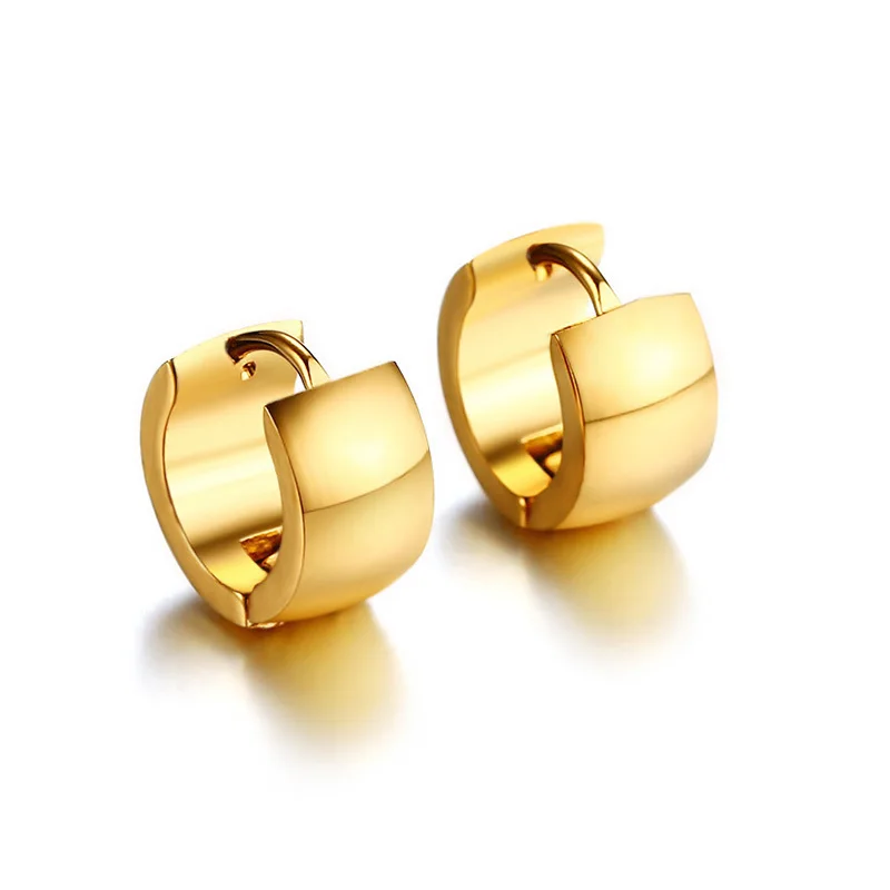 Vnox Basic Pink Gold-color Hoop Earrings Women High Polished Stainless Steel Lady Girls Earrings Brincos Accessories