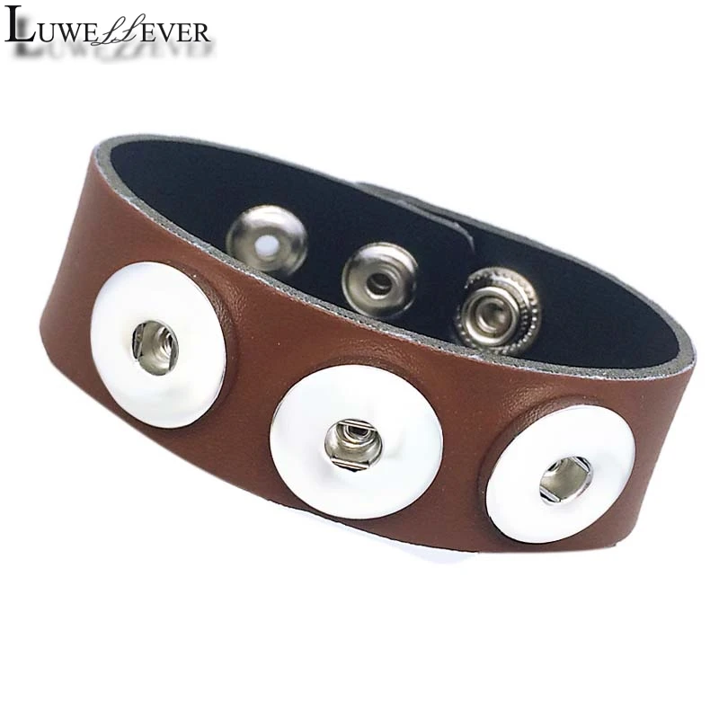 9 Colors 209 Original Genuine Leather Retro Bracelet 18mm Snap Button Charm Jewelry For Women Teenagers Men