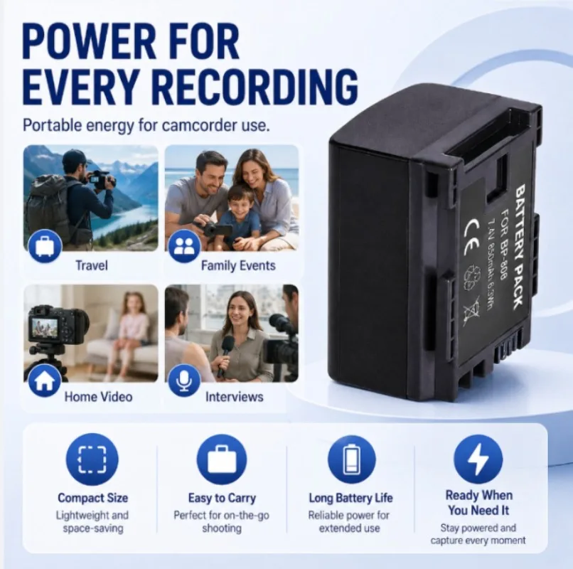 850mAh Suitable for Canon BP-808 BP-809 BP807 HFS11 HFS100 HF21FS300 BP808 Long Range Digital Battery