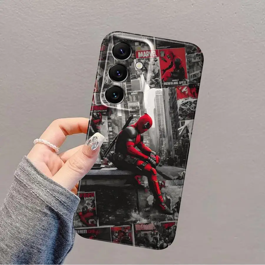 Funda para Samsung Galaxy S24 Plus S21 Note 20 S23 FE S25 + S25 Ultra S20 S24 + S22 funda dura para teléfono Marvel periódico Deadpool