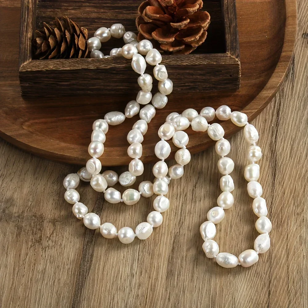 

HENGSHENG 2024 New 8-9mm Baroque Natural Freshwater Pearl Necklaces for Women 86cm Long Sweater Necklaces Jewelry Gift Wholesale