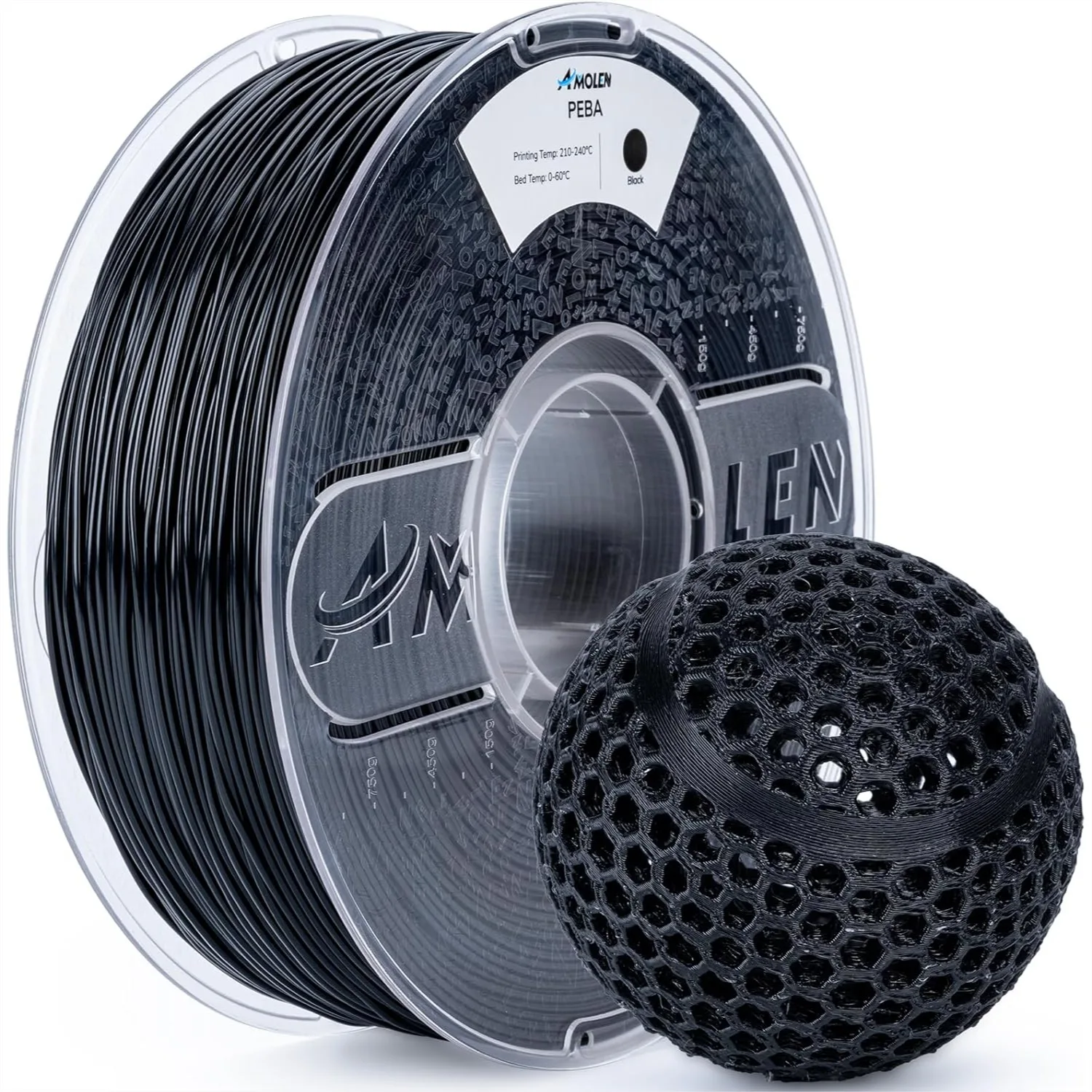 

Flexible PEBA 3D Printer Filament 1.75mm, 78% Energy Return & 20% Lighter for High-Speed Printing, Sports & Robotics, Black 1kg