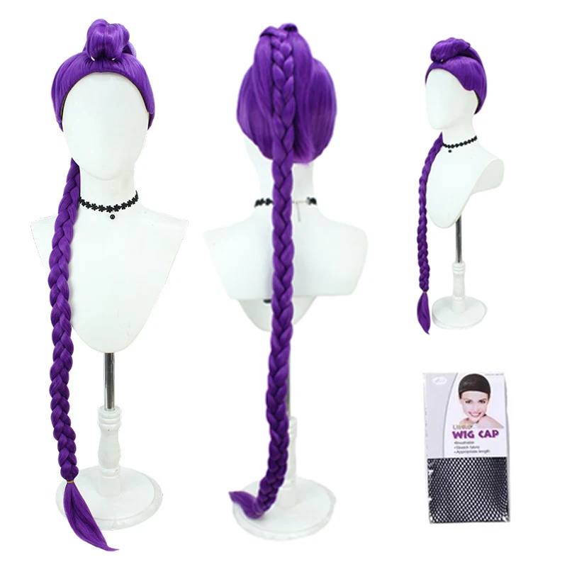 KPOP Women's Purple Cosplay Wig Halloween Party Roleplay Wig Heat Resistant Synthetic Wig for Daily