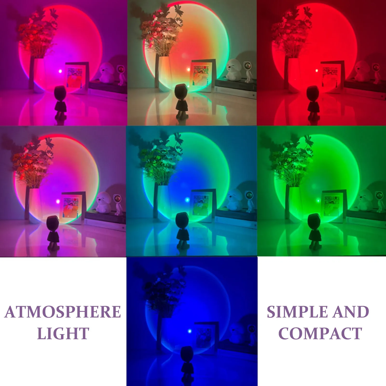 

1Set Romantic Sunset Projection Lamp Creative Robot Design Natural Sunlight Vibe Lamp Indoor Layout Decor Floor