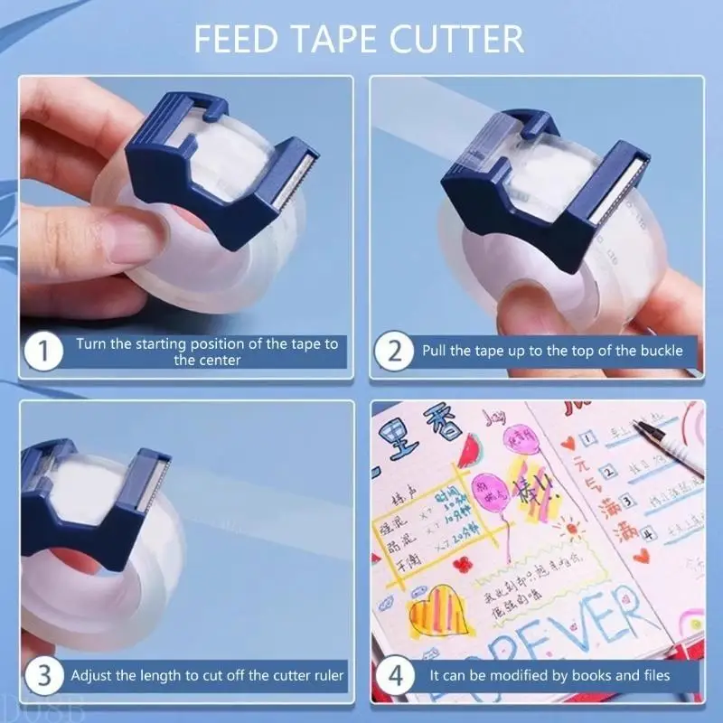 D08B Double Roll Heavy Gauge See Through Tape With Precise Cutter For Professional Use Classroom Household Applications